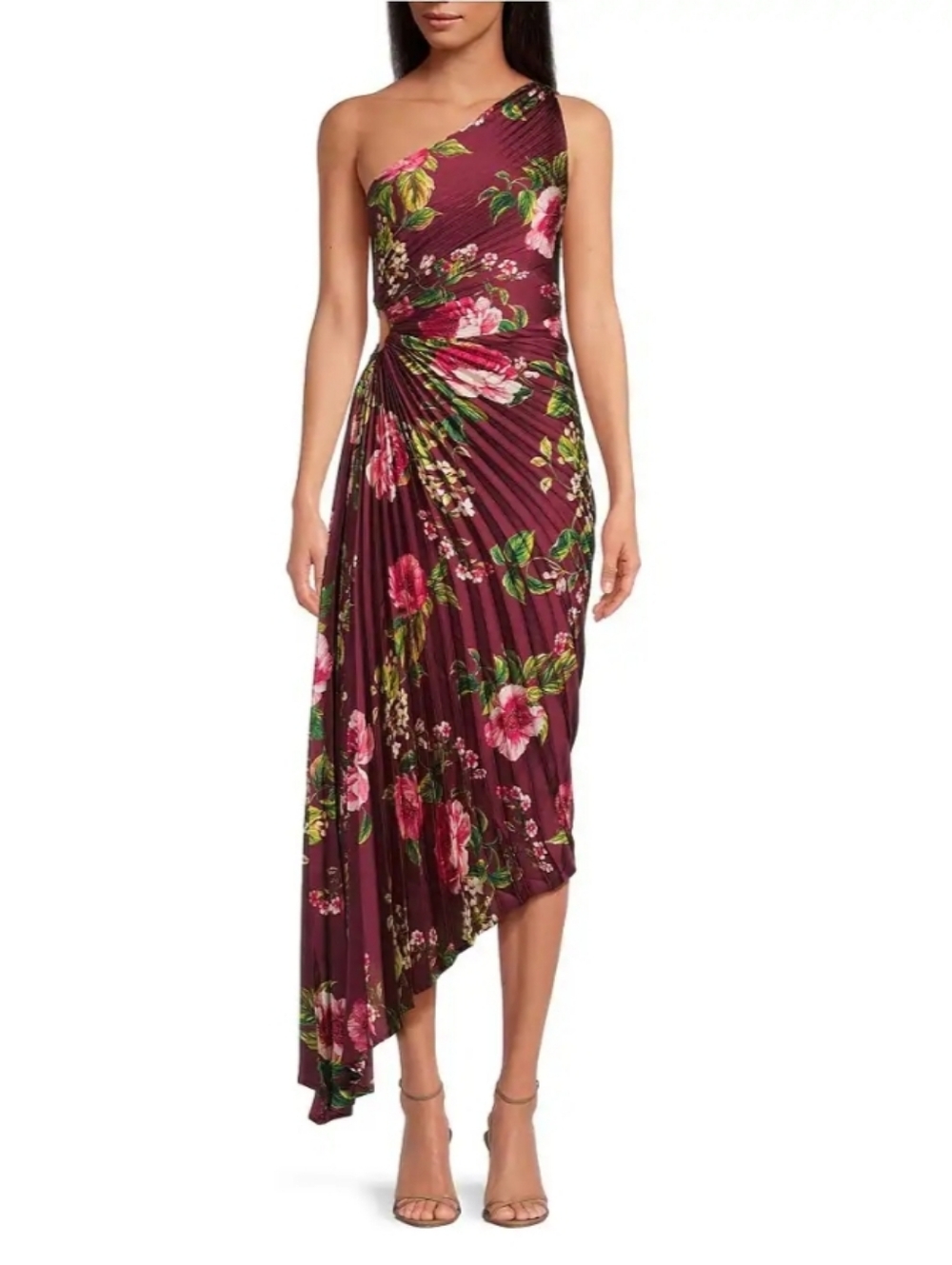 Petal + Pup Kleo Floral Print One Shoulder Sleeveless Asymmetrical Midi Dress